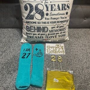 28th Birthday Gifts with Pillow and Socks